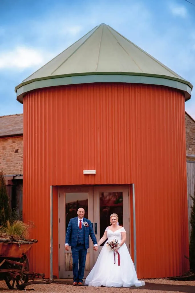 Runa Farm wedding photography - bride and groom at rustic barn venue in County Durham