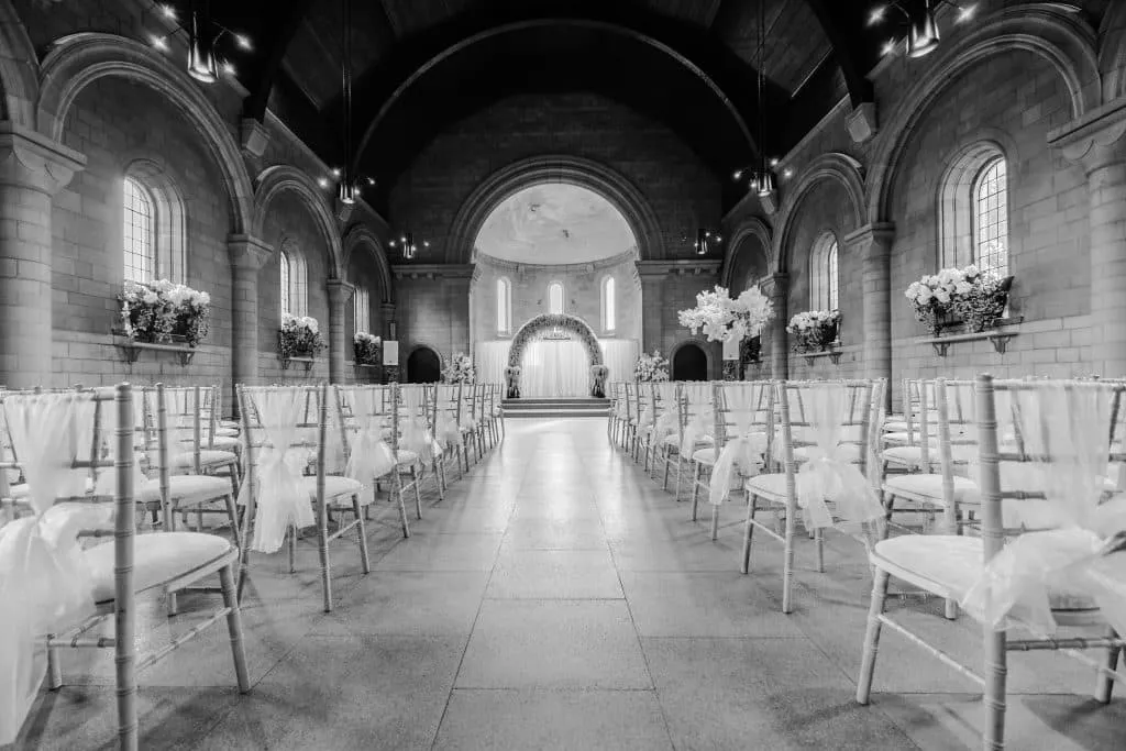 Sneaton Castle wedding - bride and groom at historic castle venue on Yorkshire coast