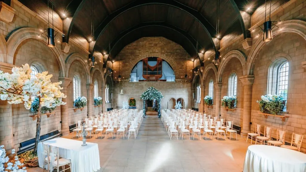 Sneaton Castle wedding - bride and groom at historic castle venue on Yorkshire coast