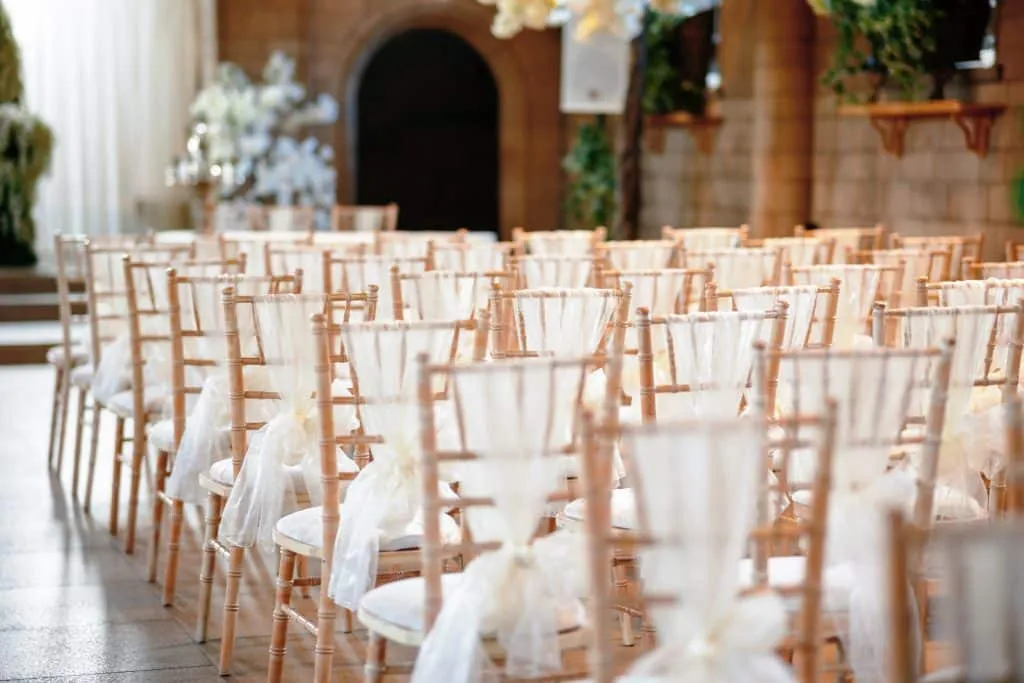 Sneaton Castle wedding - bride and groom at historic castle venue on Yorkshire coast