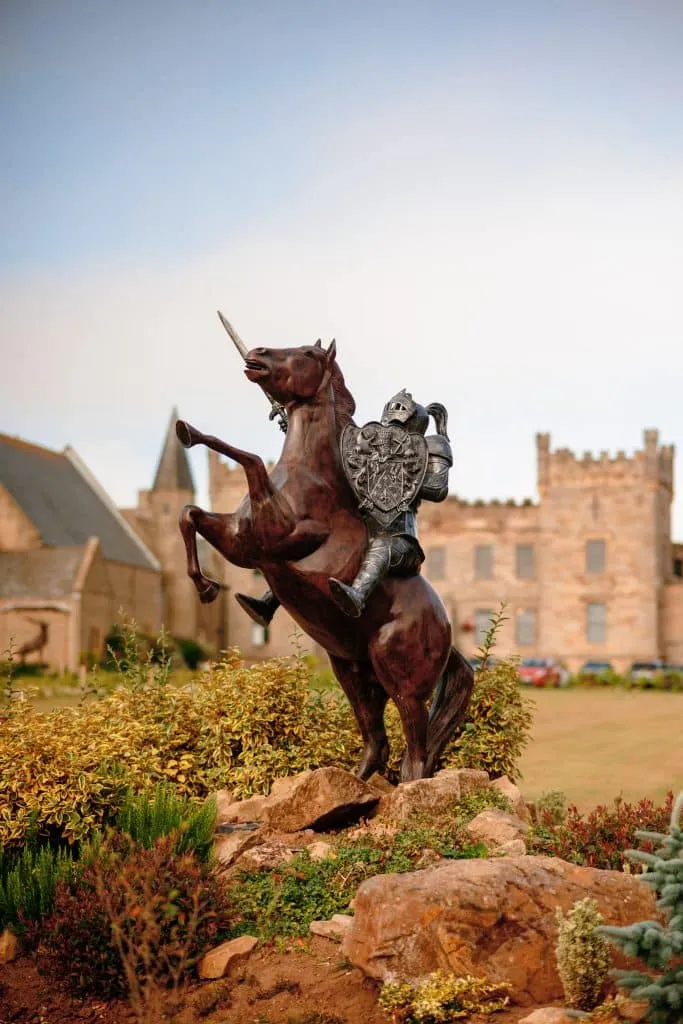Sneaton Castle wedding - bride and groom at historic castle venue on Yorkshire coast
