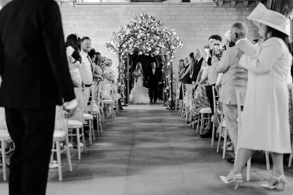 Sneaton Castle wedding - bride and groom at historic castle venue on Yorkshire coast