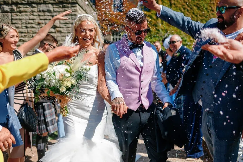 Sneaton Castle wedding - bride and groom at historic castle venue on Yorkshire coast