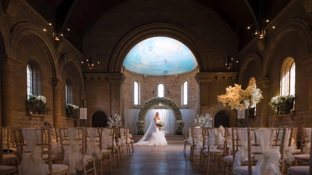 Sneaton Castle wedding - bride and groom at historic castle venue on Yorkshire coast