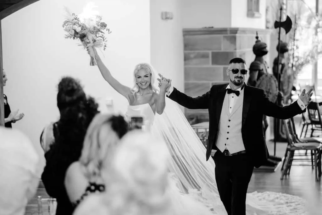 Sneaton Castle wedding - bride and groom at historic castle venue on Yorkshire coast