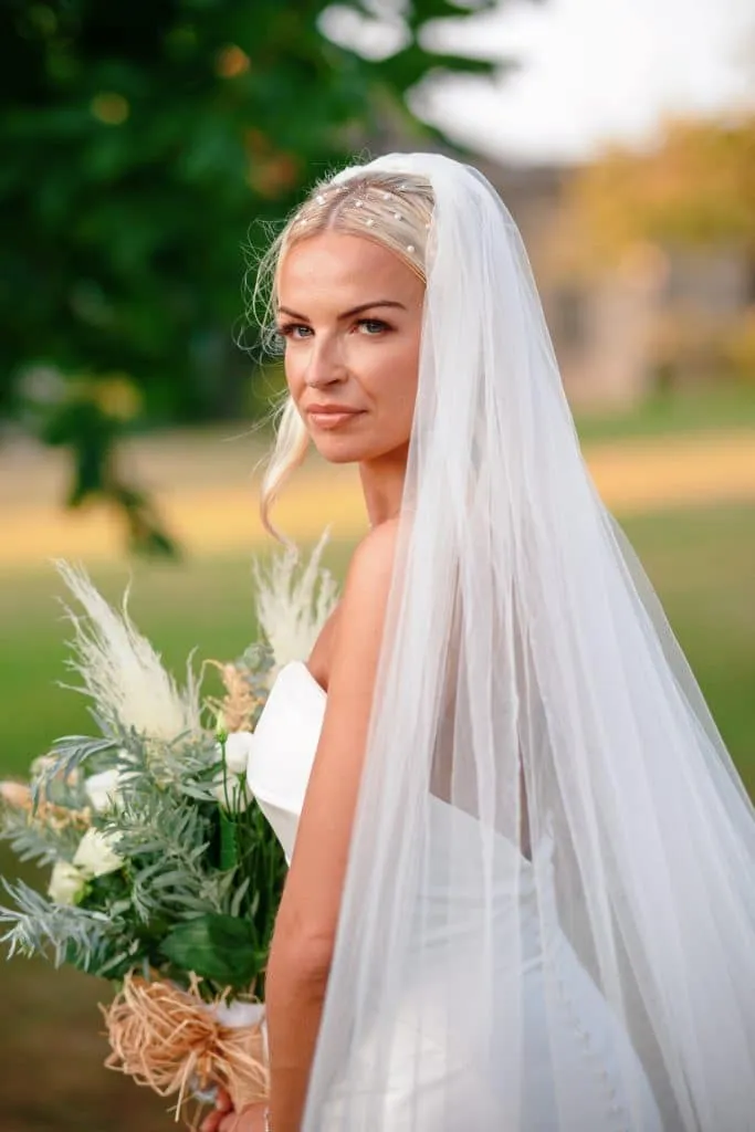 Sneaton Castle wedding - bride and groom at historic castle venue on Yorkshire coast