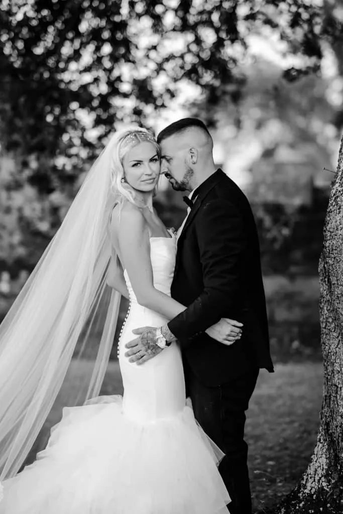 Sneaton Castle wedding - bride and groom at historic castle venue on Yorkshire coast