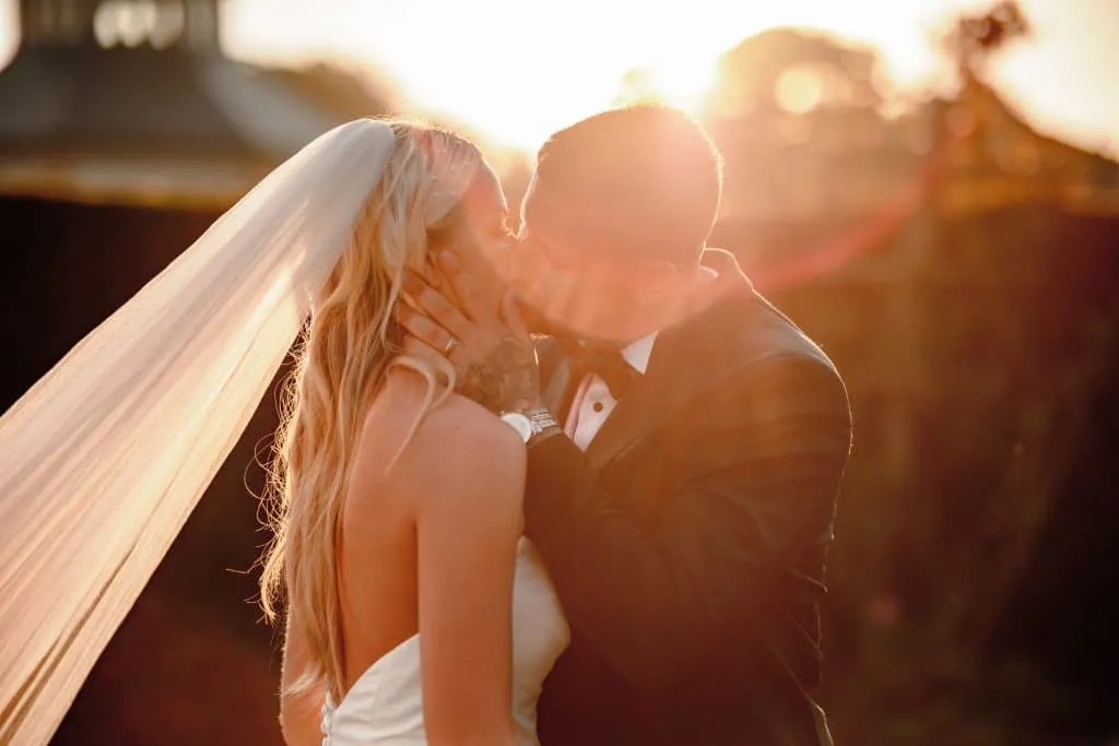 Sneaton Castle wedding - bride and groom at historic castle venue on Yorkshire coast