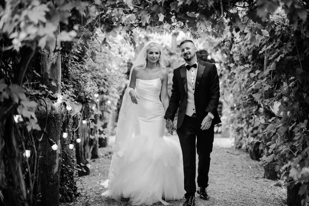 Sneaton Castle wedding - bride and groom at historic castle venue on Yorkshire coast